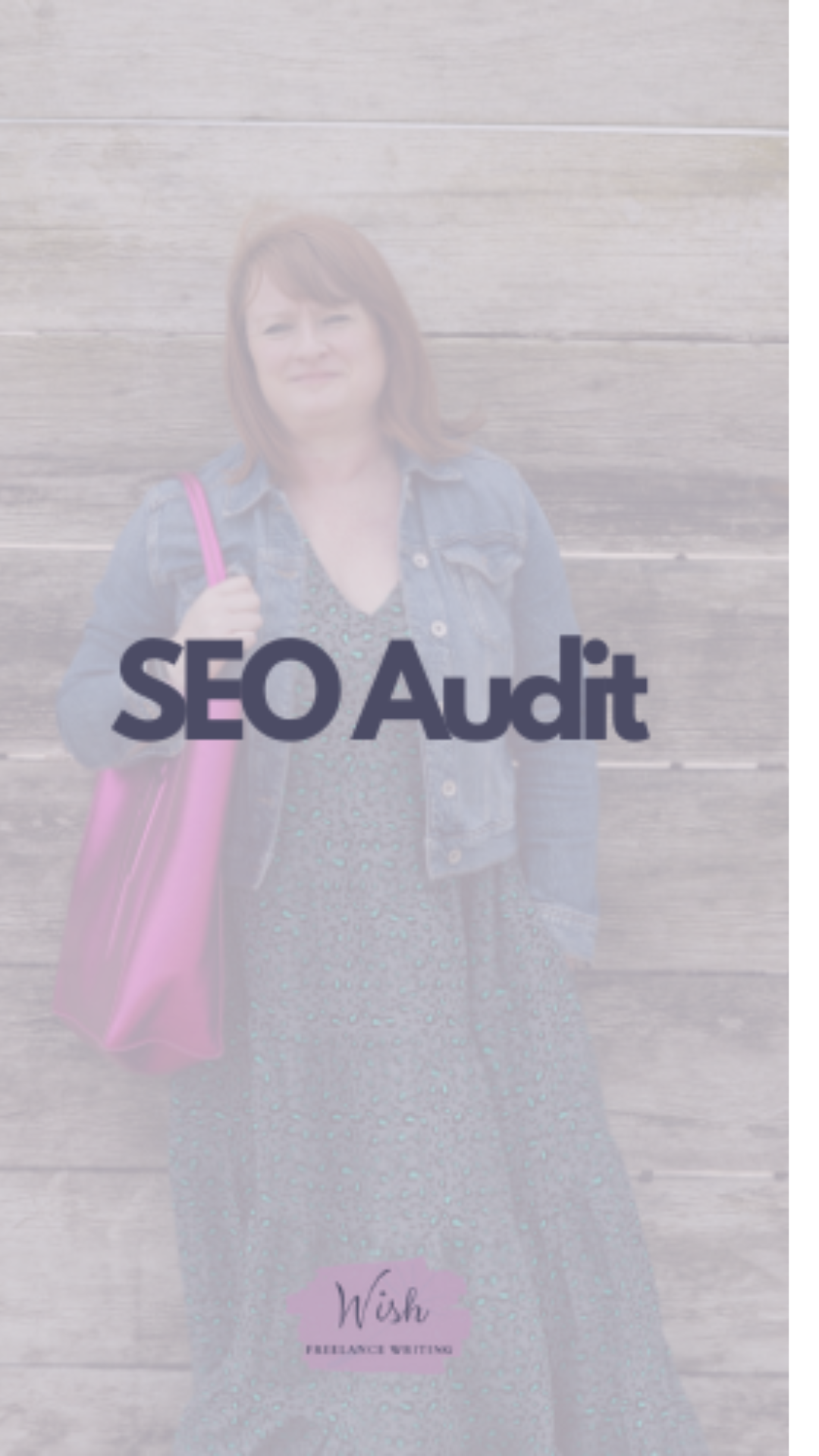 SEO Audit logo with a faded image of Suzy Stanton in the background