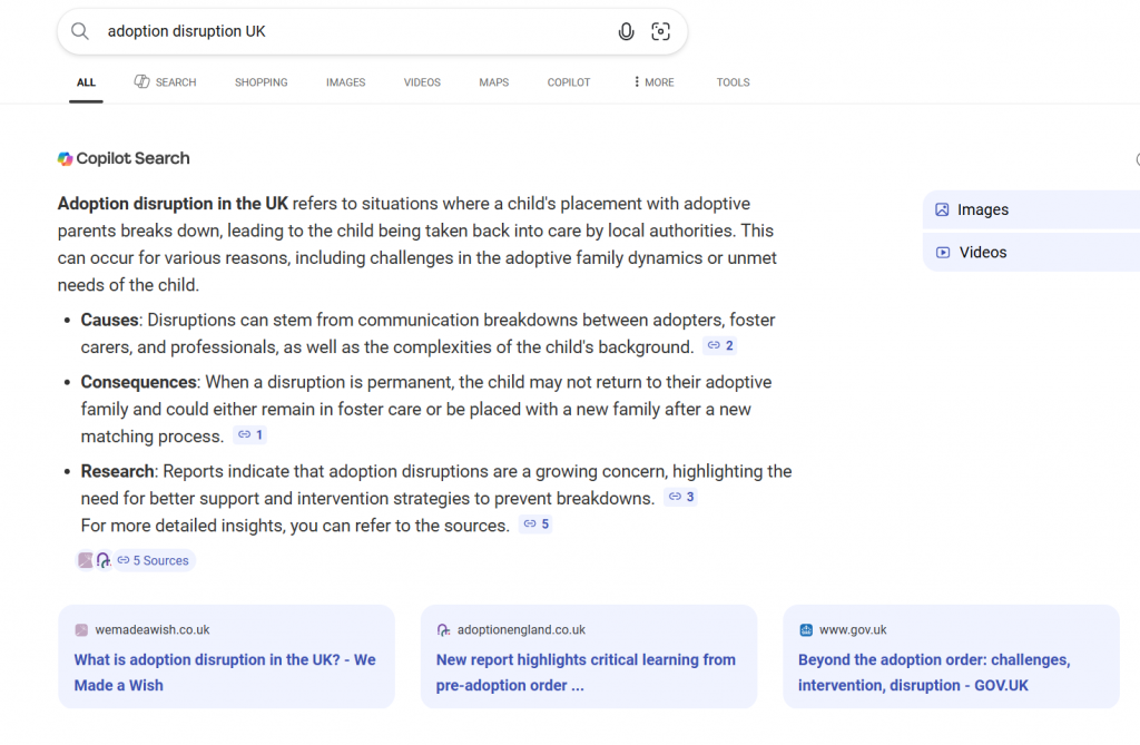 Snippet showing We Made a Wish appearing in an AI overview, showing the power of SEO Kickstart and having a website that's optimised